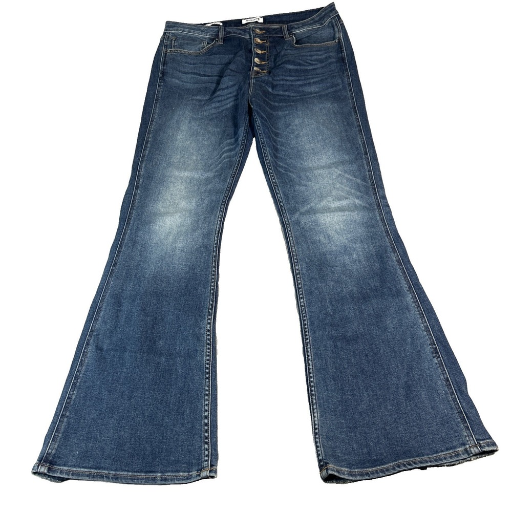 Vigoss Lana Boot Cut Jeans Womens 32 Blue High Rise Stretch Denim Button Fly